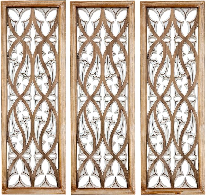 XIAOAIKA Hand Carved Boho Wood Wall Art by XIAOAIKA