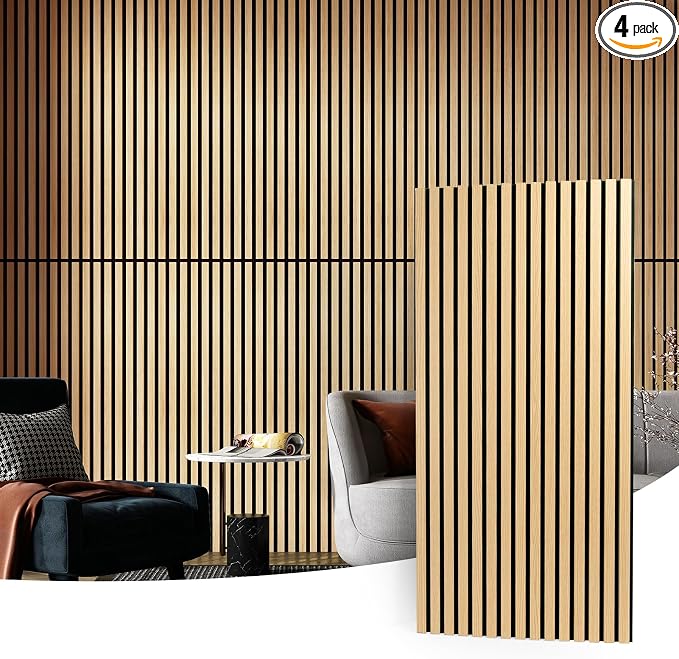 Art3d 4 Pack 47.2 x 23.6in. Wood Slat Acoustic Panels by Art3d