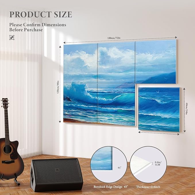 JBER 6 Pack Art Acoustic Panels, 72×48Inches Soundproof Wall Panels, Large - Image 2