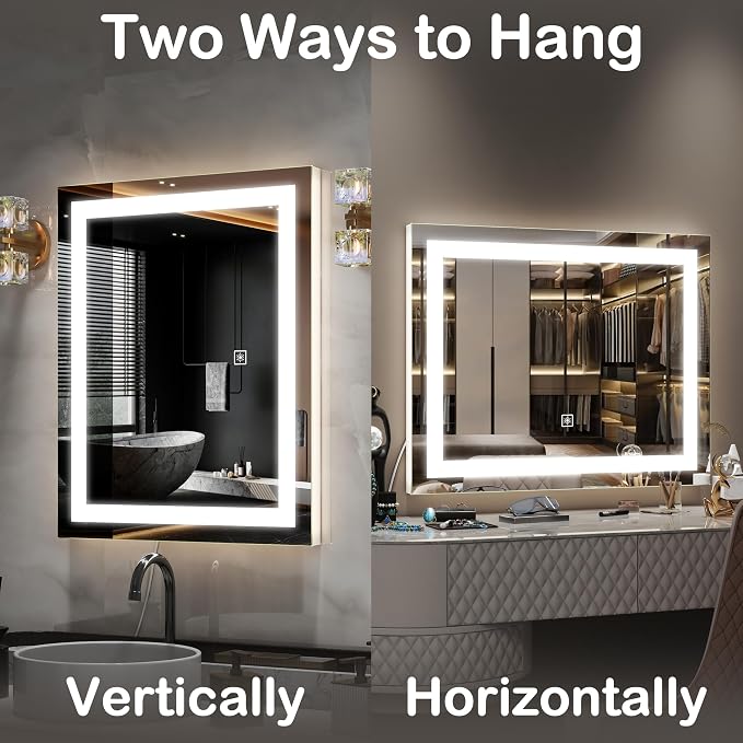 FENNIO Vanity Mirror with Lights，20"x23" Lighted Makeup Mirror, Large Makeup - Image 5