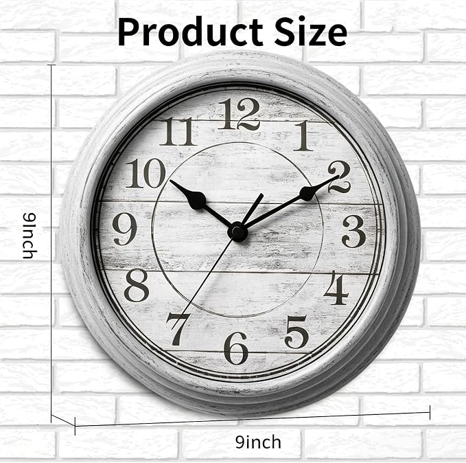 Wall Clock, 9 Inch Silent Wall Clocks Battery Operated, Decorative Clocks - Image 2