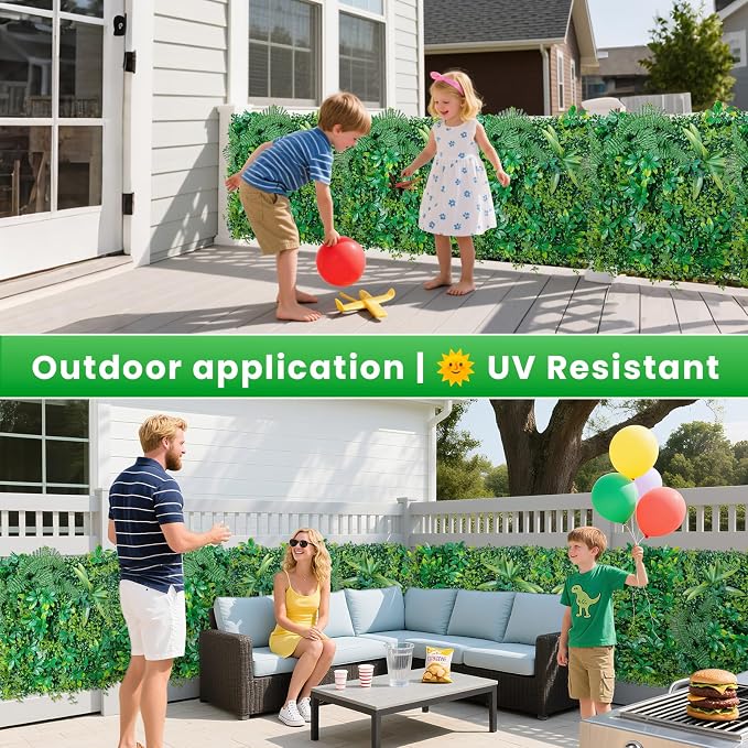 Artificial Boxwood Panel 20"x20" 6 Pieces, Faux Ivy Privacy Fence Screen - Image 3