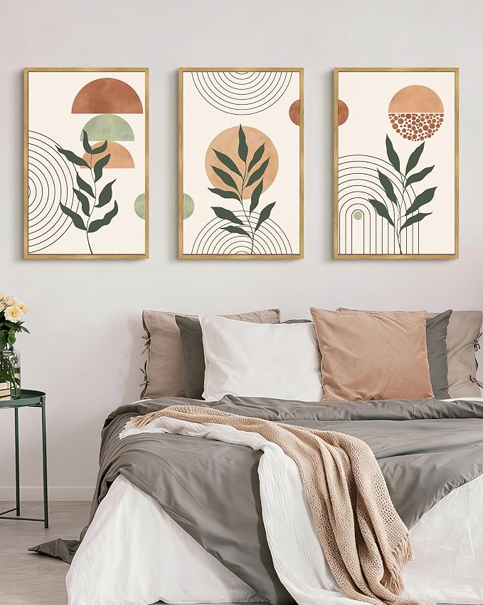 PHOPAGO Boho Wall Art Sage Plant Botanical Bohemain Framed Wall Printing Large - Image 4