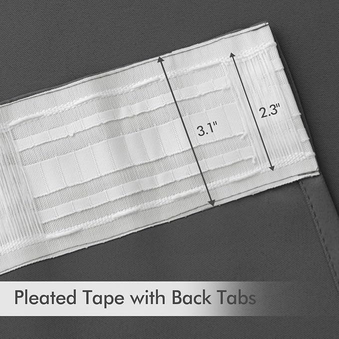 MIULEE Back Tab Grey Blackout Curtains 120 Inch Long 2 Panels Set - Image 4