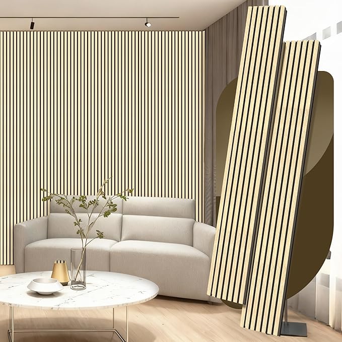 2 Pack Wood Panels for Wall, 106.3" × 11" Wood Slat Acoustic Panels for Wall by Ritollo