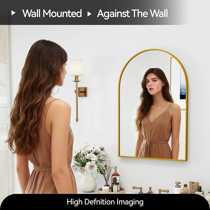 SCWF-GZ 30x20 Arch Mirror Rectangle Wall Mounted Hanging or Against Wall Metal - Image 7