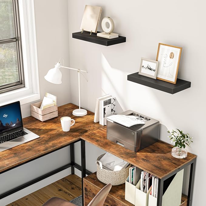 HOOBRO Floating Shelves for Wall, Wall Mounted Shelf Set of 2, 15.7" Hanging - Image 8