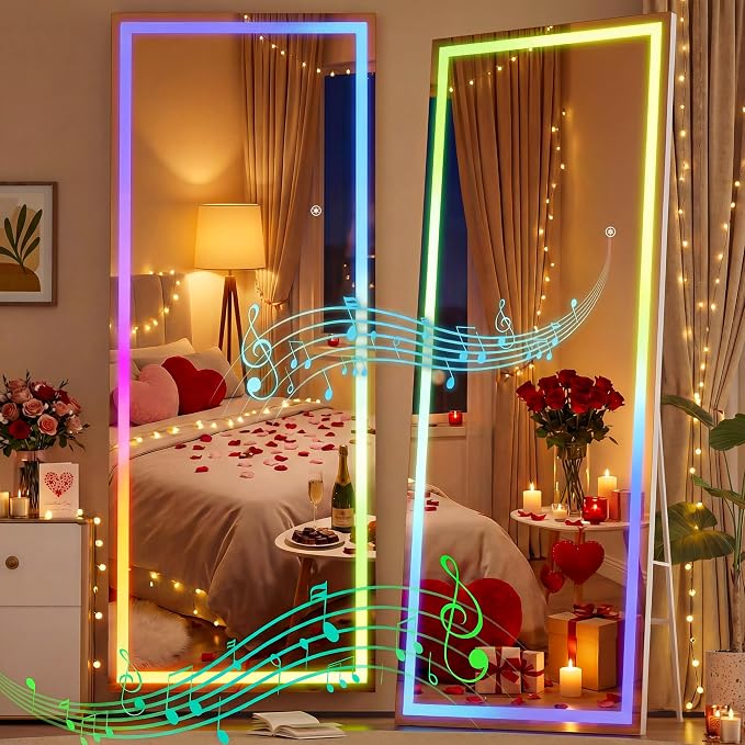 Hasipu 71"x24" LED RGB Bluetooth Full Length Mirror by Whatssuitableisthebest