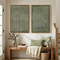 Large Framed Green Abstract Wall Art, 2 Piece Modern Canvas Prints Paintings by Cuspin