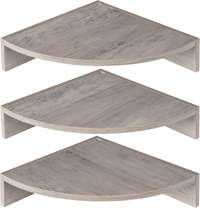 Corner Shelves 3-Pack for Bathroom & Kitchen, Space-Saving Floating Corner Wall by Unknown