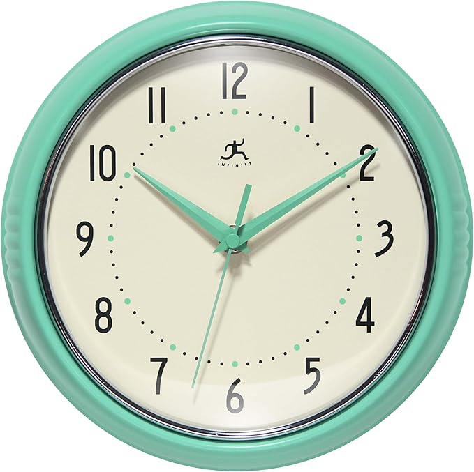 Infinity Instruments LTD. Retro 9 inch Silent Sweep Non-Ticking Mid Century by InfinityInstruments