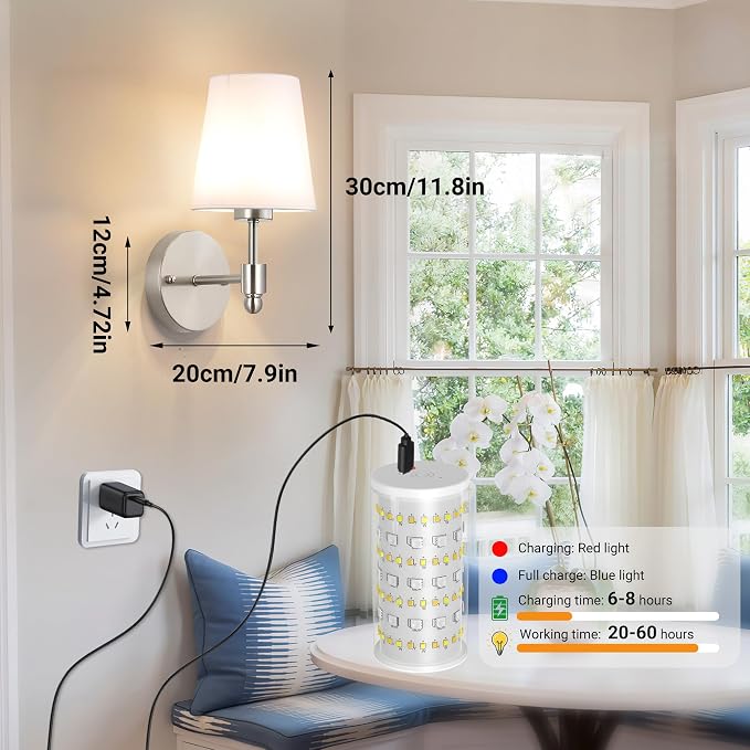 Battery Operated Wall Sconces Set Of 2, Wireless Battery Wall Light - Image 7