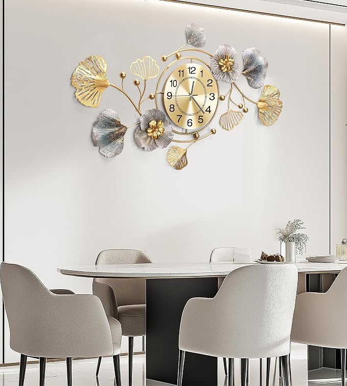 Clocks for Living Room, Large Wall Clock, 3D Silent Wall Clock, Retro Metal - Image 3