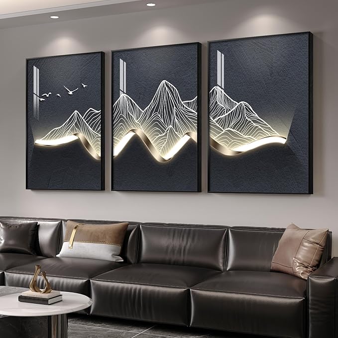 Large Framed Modern Abstract Mountain Wall Art by Cuspin