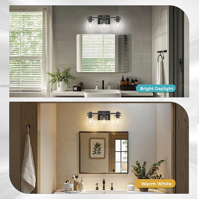 DORESshop 20 Inch Upgraded Bathroom Light Fixtures, 3-Light Black Bathroom - Image 5