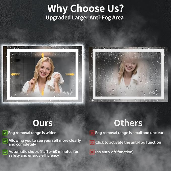 38"x26" LED Bathroom Mirror - Image 4