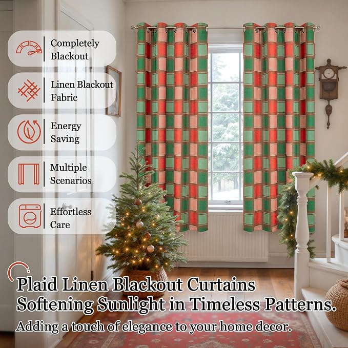 Lajode Plaid Curtains for Living Room 63 Inch Long - Image 6