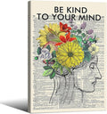 Be Kind To Your Mind Quote Poster Prints Mental Health Canvas Wall Art 24x36 by Medpol