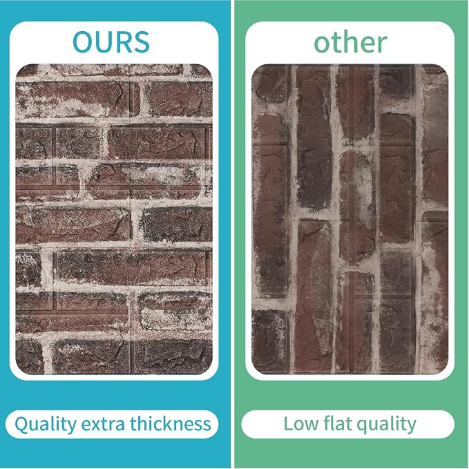 40 PCS 3D Wall Panels Peel and Stick Faux Foam 11.8"*11.8" Red Brick Color - Image 9
