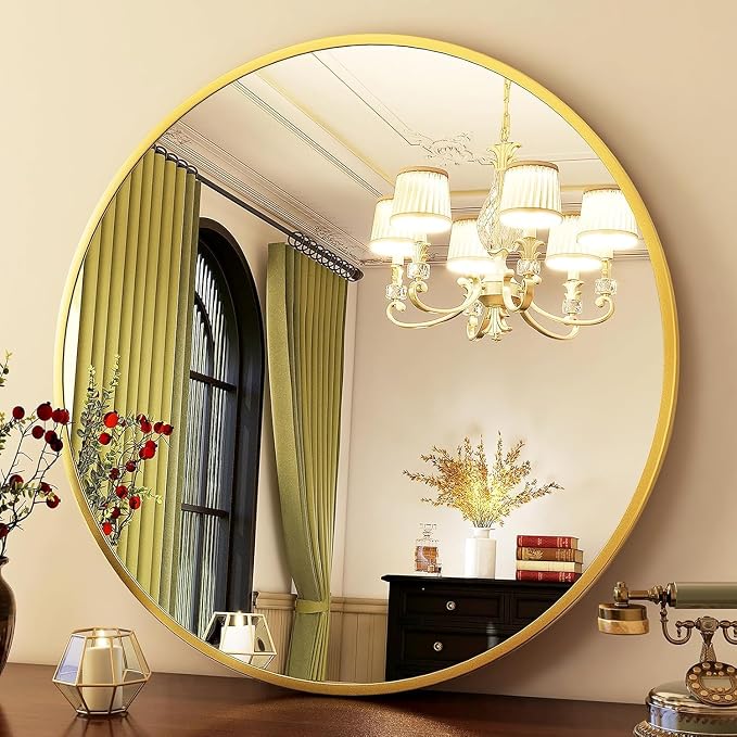 HARRITPURE Round Mirror 36 Gold Wall Mounted Circle Mirrors Vanity Mirror - Image 7