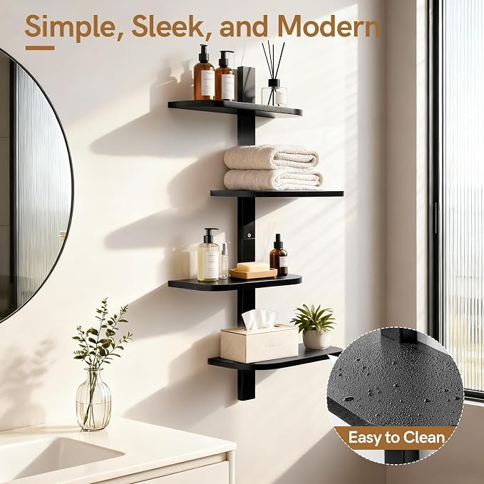 Afuly Black Floating Shelves for Wall Display Shelf Unit Modern Decorative - Image 4