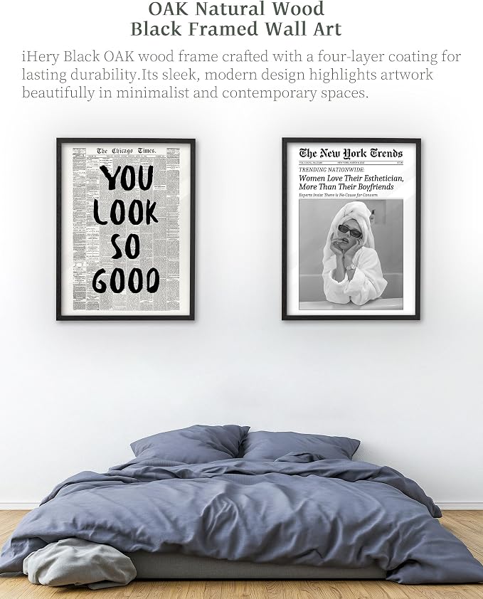 iHery Premium Natural Black OAK Wood 12x16in Trendy Framed Wall Art, Vintage - Image 7