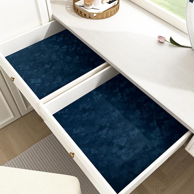 Wallercity Blue Velvet Fabric Wallpaper Peel and Stick Floral Blue Flocking - Image 7