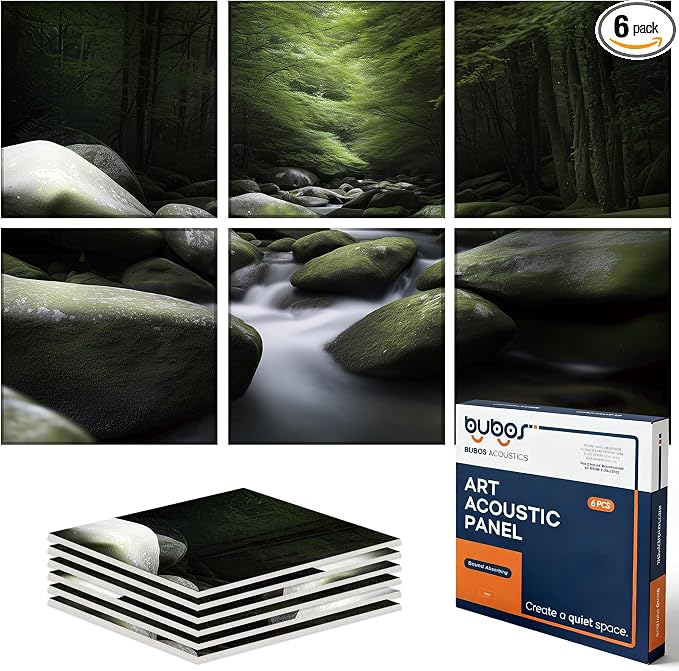 BUBOS 6 Pack Self-Adhesive Acoustic Wall Panels, 70.8" x 47.2" Sound Panels by BUBOS