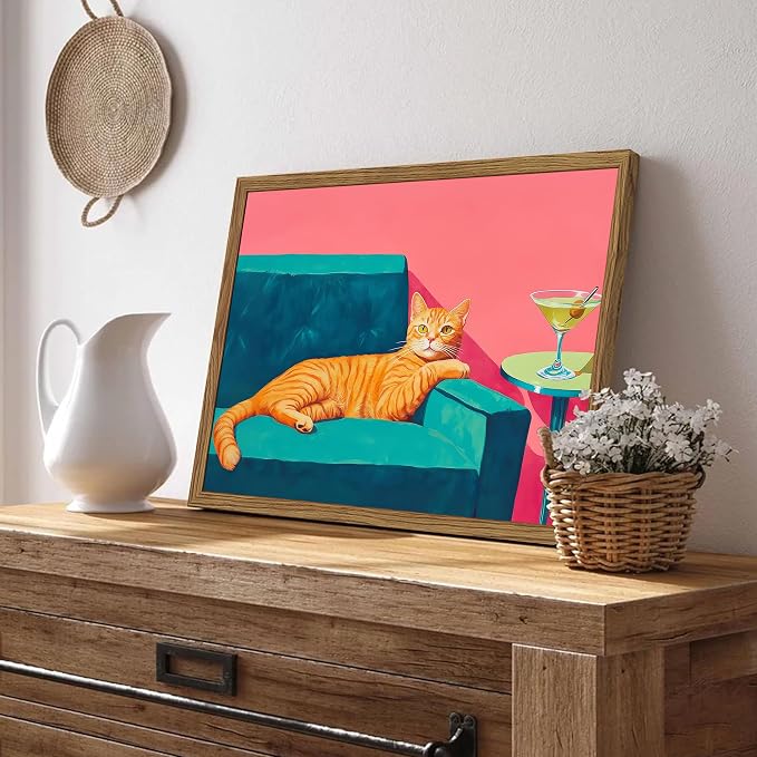 Funny Cat Wall Art Orange Cat - Image 4