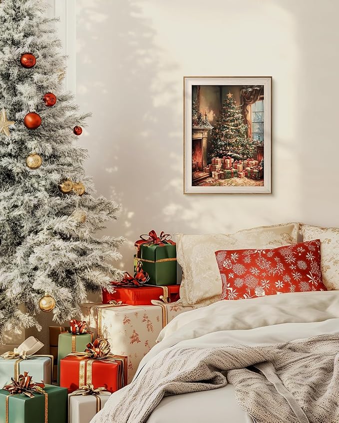 VIYYIEA Winter Framed Wall Art for Living Room, Christmas Tree Canvas Prints - Image 9