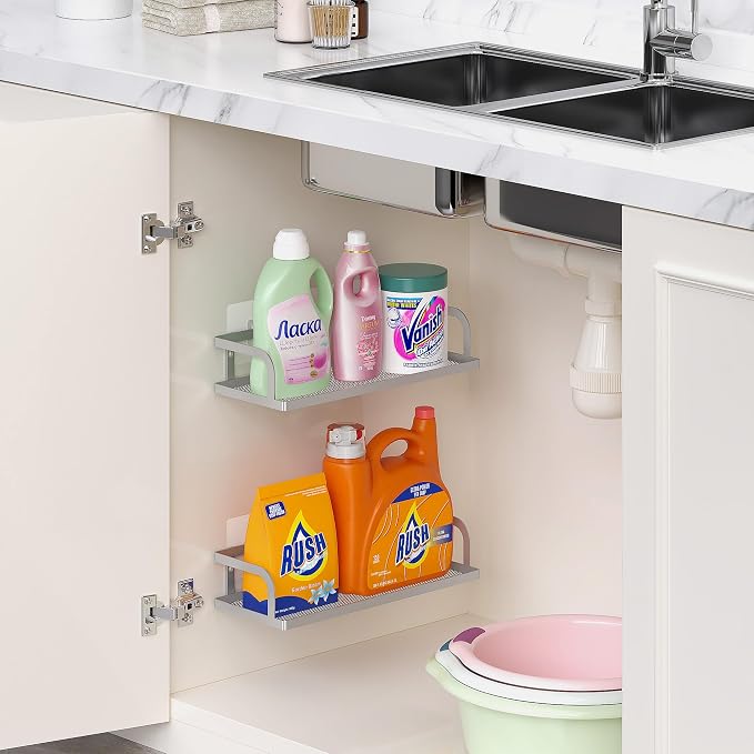 PUSDON 2-Pack Wide Hollowout Shower Caddy & Spice Rack, Wall Mount Bathroom - Image 7