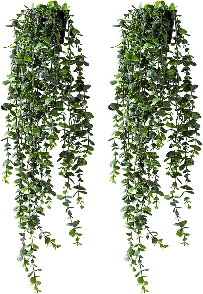 Artificial Hanging Plant 2 Pcs Faux Plant Ivy Vine Faux Eucalyptus Vines Fake - Image 8