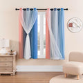 XiDi Curtains for Bedroom Decor, Rainbow PinkGreyBlue-34-45 by Addsomecolortolife