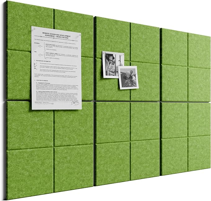 Bumusty Large Felt Bulletin Board, 30 Push Pins, 40 Adhesive Tabs, Kelly Green by BUMUSTY