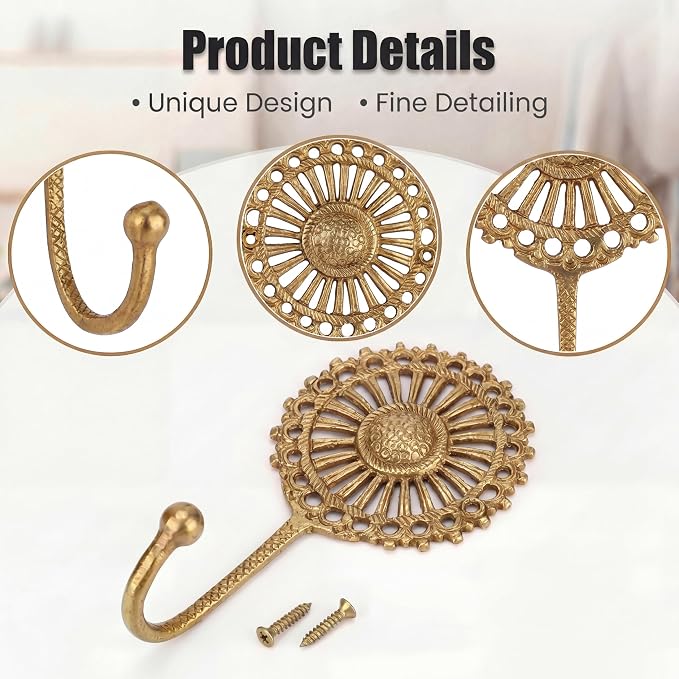 IndianShelf Solid Brass Boho Decorative Wall Hooks - Image 6