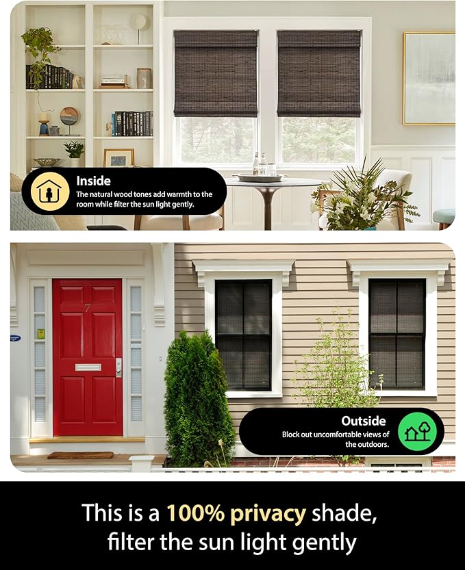 UNISHADES Cordless Bamboo Roman Shades - Image 2