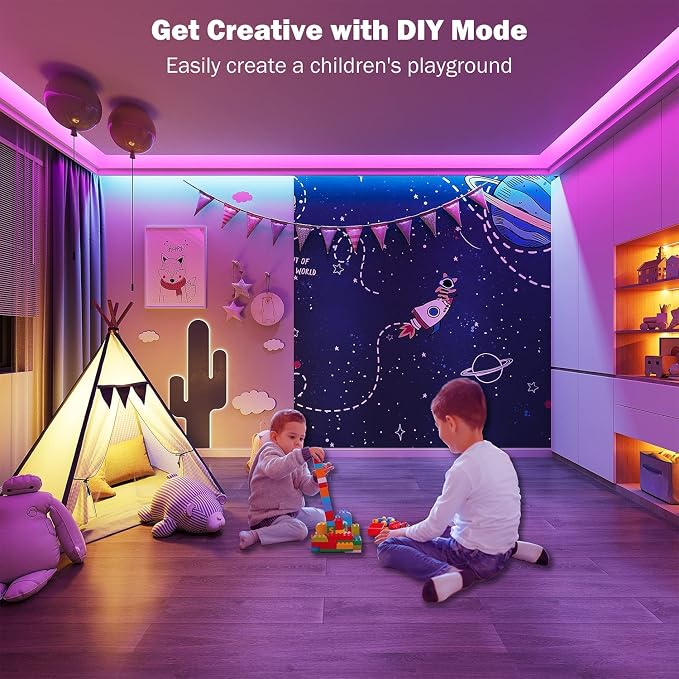 Leeleberd 32.8ft Led Strip Lights Smart App Music Sync Color Changing RGB Led - Image 5