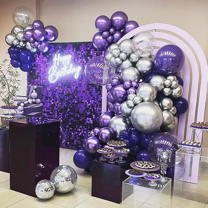 COKAOBE Purple Shimmer Wall Backdrop, Photo Backdrops - Image 6