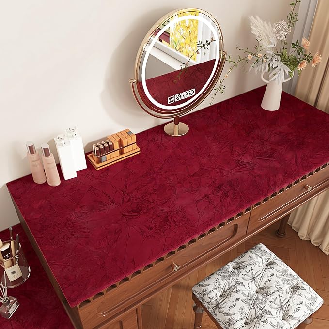 Wallercity Textured Red Velvet Wallpaper Self Adhesive Felt Drawer Liner - Image 2