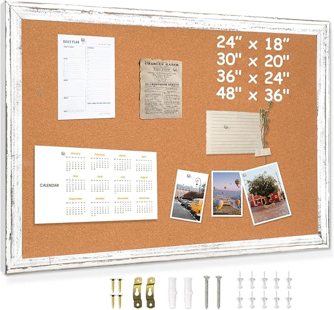 DOLLAR BOSS White Cork Board for Wall by DOLLARBOSS