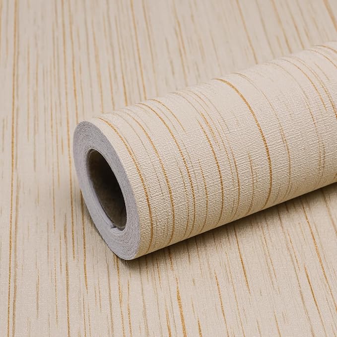 Beige Grasscloth Peel and Stick Wallpaper Vintage Texture Removable Waterproof by Qianglive
