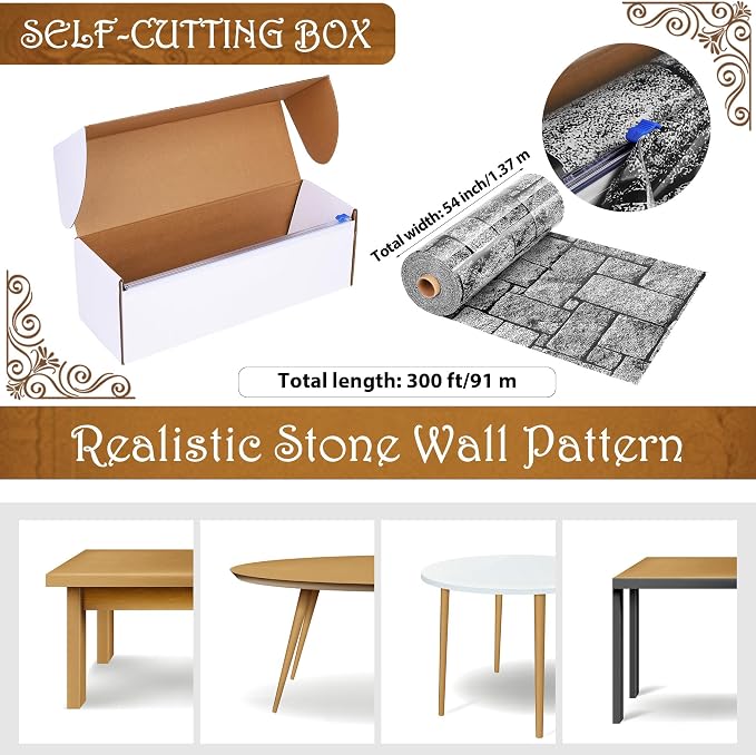 Kochorie 300 Ft X 54 Inch Stone Wall Tablecloth Roll - Image 2