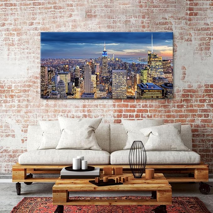 Extra Large New York City Wall Art NYC Skyline Office Wall Decor Sunset - Image 3