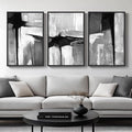 Large Framed Black and White Gray Abstract Wall Art by Cuspin