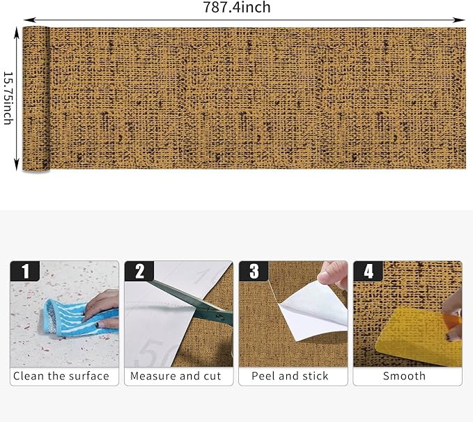 15.75"x787.4" Brown Grasscloth Wallpaper Peel and Stick Removable Textured Wall - Image 9
