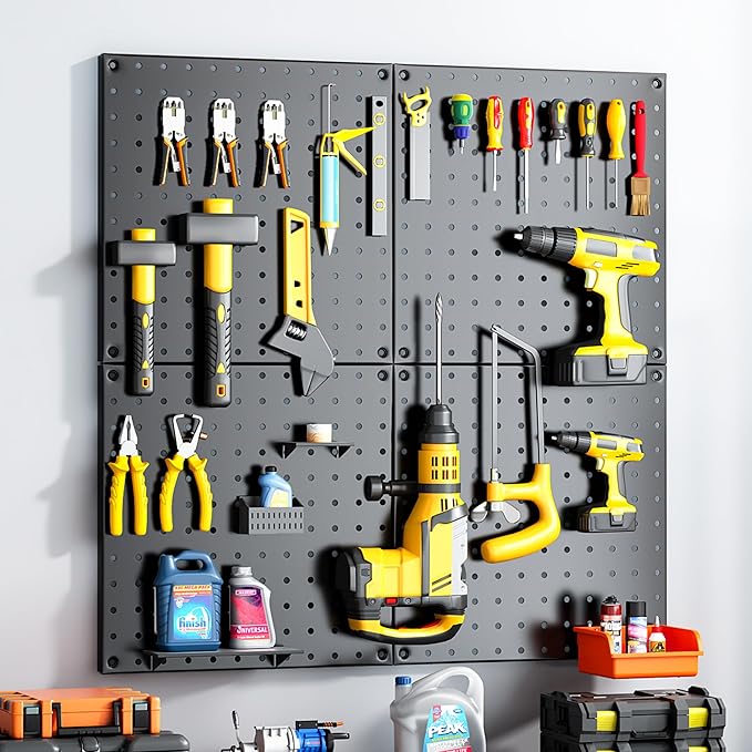 Peg Board, 4 Pack Black Peg Board Panels, 50lbs Load Capacity Each, Pegboard - Image 3