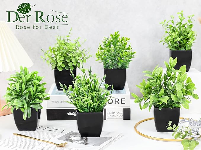 Der Rose 6 Pack Fake Plants Mini Artificial Plants - Image 3