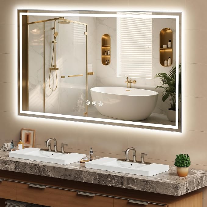 60x36 Inch LED Lighted Bathroom Mirror by Unknown