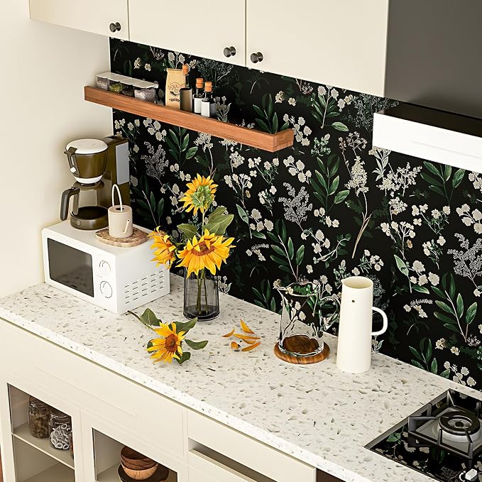 Laatse Dark Floral Wallpaper Peel and Stick Green Leaf Wallpaper Vintage - Image 4