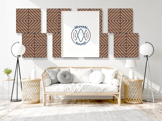 WoveN SounD Artisan Acoustic Wall Panels, 16 Pack 12x12 Inch, PVC Wood Grain - Image 9